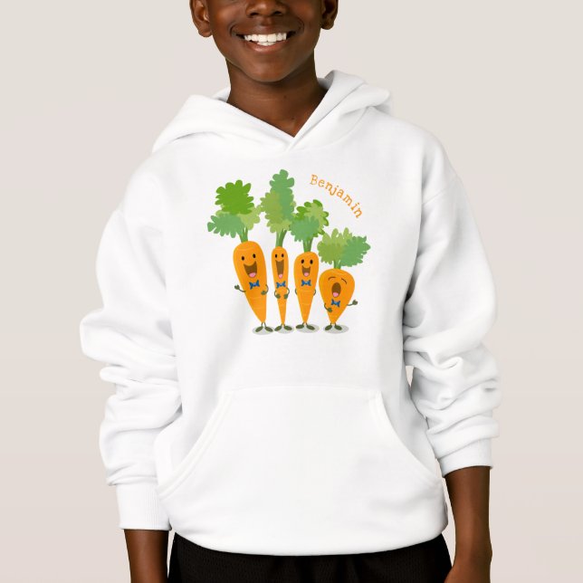 Cute singing carrot quartet cartoon illustration hoodie (Front)