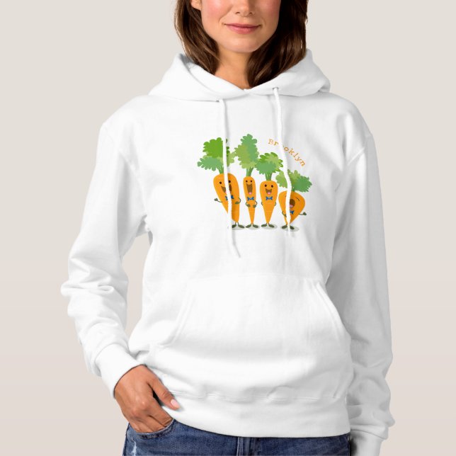Cute singing carrot quartet cartoon illustration hoodie (Front)