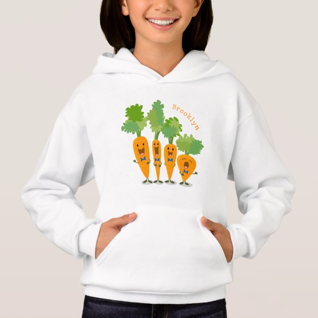 Cute singing carrot quartet cartoon illustration hoodie (Front)