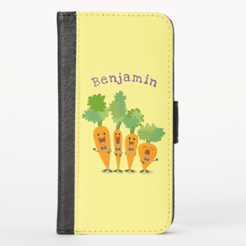 Cute singing carrot quartet cartoon illustration iPhone x wallet case