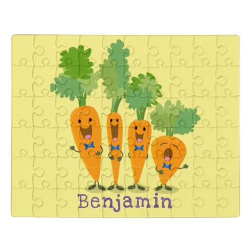 Cute singing carrot quartet cartoon illustration jigsaw puzzle