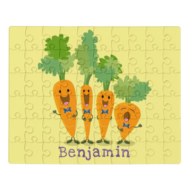 Cute singing carrot quartet cartoon illustration jigsaw puzzle (Puzzle Horizontal)
