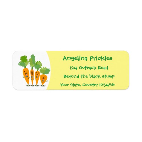 Cute singing carrot quartet cartoon illustration label