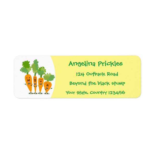 Cute singing carrot quartet cartoon illustration label (Front)
