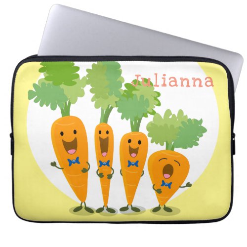 Cute singing carrot quartet cartoon illustration laptop sleeve