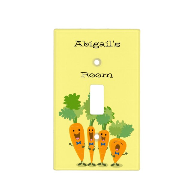 Cute singing carrot quartet cartoon illustration light switch cover (Front)