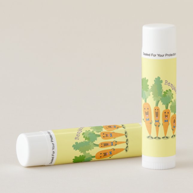 Cute singing carrot quartet cartoon illustration lip balm (Front)