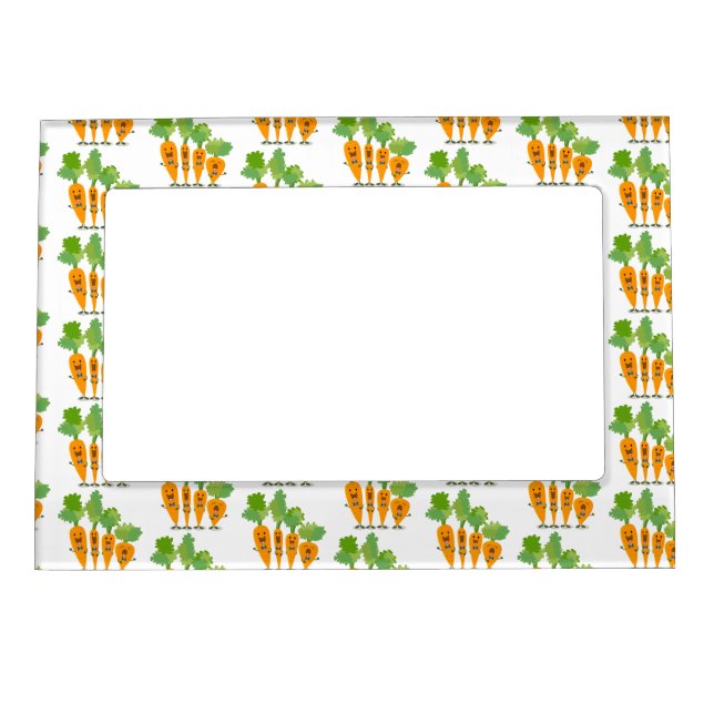 Cute singing carrot quartet cartoon illustration magnetic frame (Front)