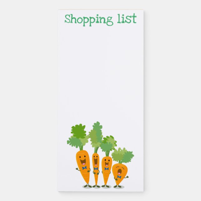 Cute singing carrot quartet cartoon illustration magnetic notepad (Front)