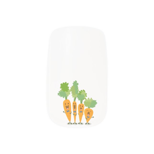 Cute singing carrot quartet cartoon illustration minx nail art (Left Thumb)