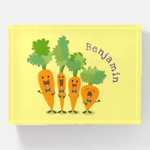 Cute singing carrot quartet cartoon illustration paperweight