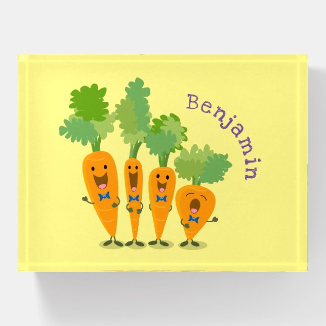 Cute singing carrot quartet cartoon illustration paperweight (Front)