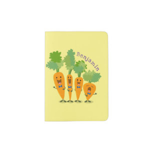 Cute singing carrot quartet cartoon illustration passport holder