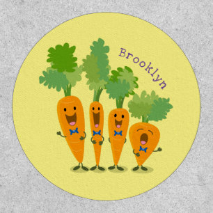 Cute singing carrot quartet cartoon illustration patch