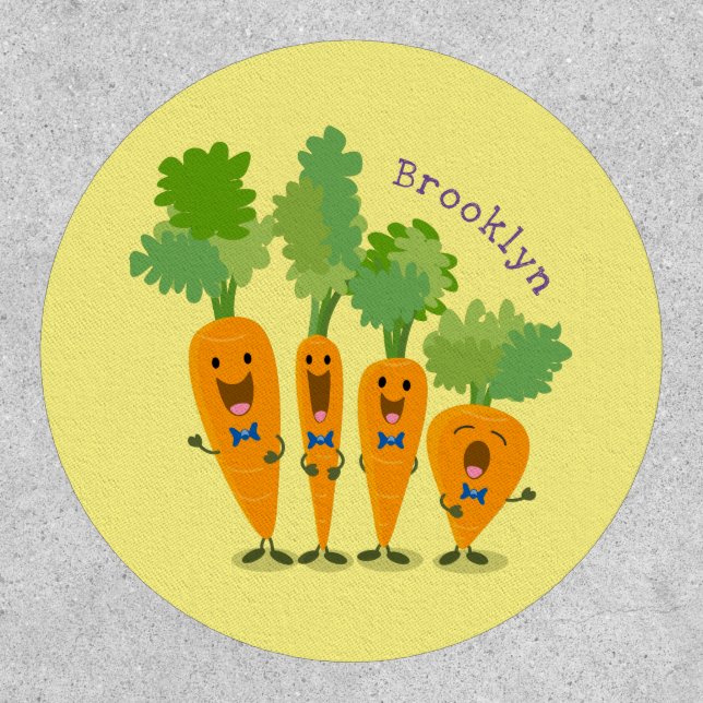 Cute singing carrot quartet cartoon illustration patch (Front)