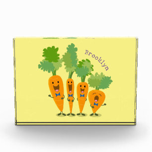 Cute singing carrot quartet cartoon illustration photo block