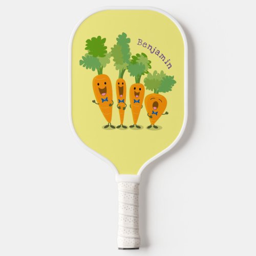 Cute singing carrot quartet cartoon illustration  pickleball paddle