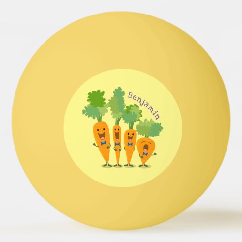 Cute singing carrot quartet cartoon illustration ping pong ball