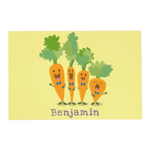 Cute singing carrot quartet cartoon illustration placemat