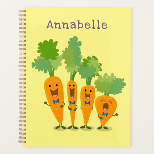 Cute singing carrot quartet cartoon illustration planner