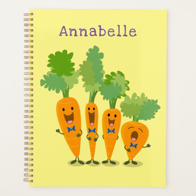 Cute singing carrot quartet cartoon illustration planner (Front)
