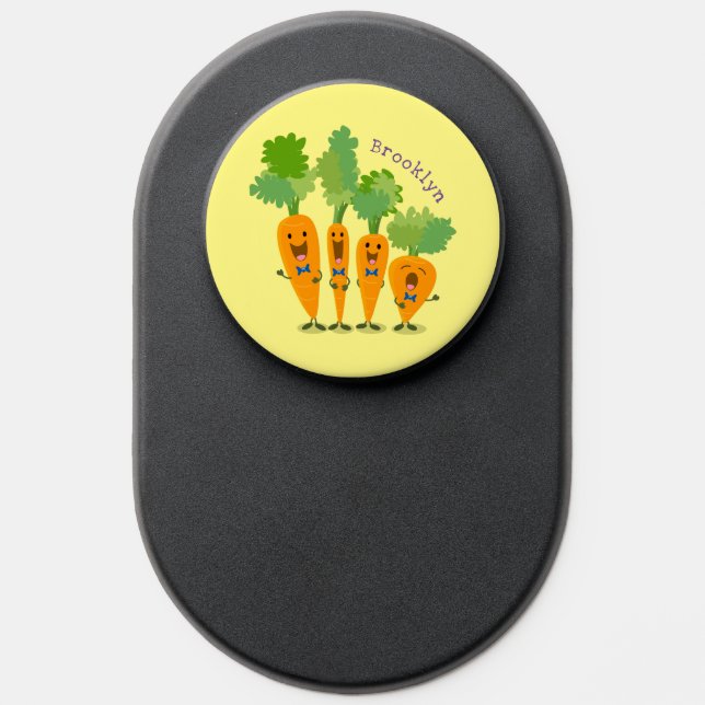 Cute singing carrot quartet cartoon illustration PopSocket (Popsocket)