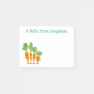 Cute singing carrot quartet cartoon illustration post-it notes