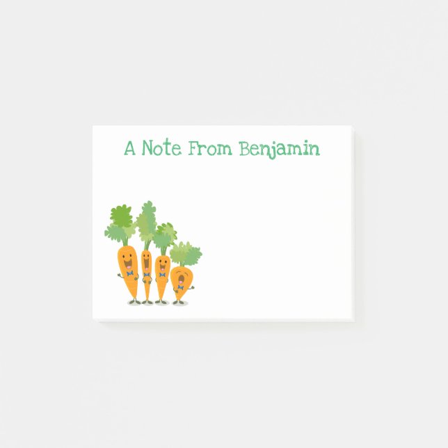 Cute singing carrot quartet cartoon illustration post-it notes (Front)