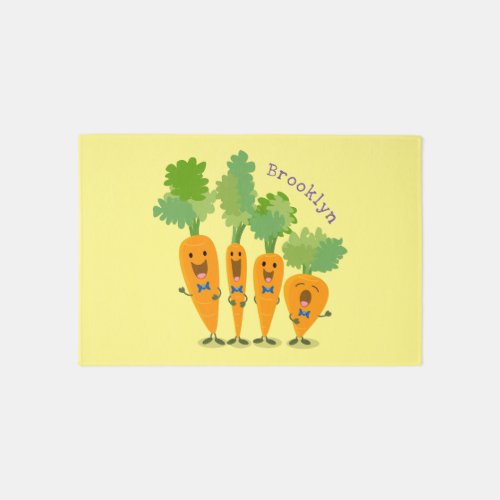 Cute singing carrot quartet cartoon illustration rug