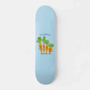 Cute singing carrot quartet cartoon illustration skateboard
