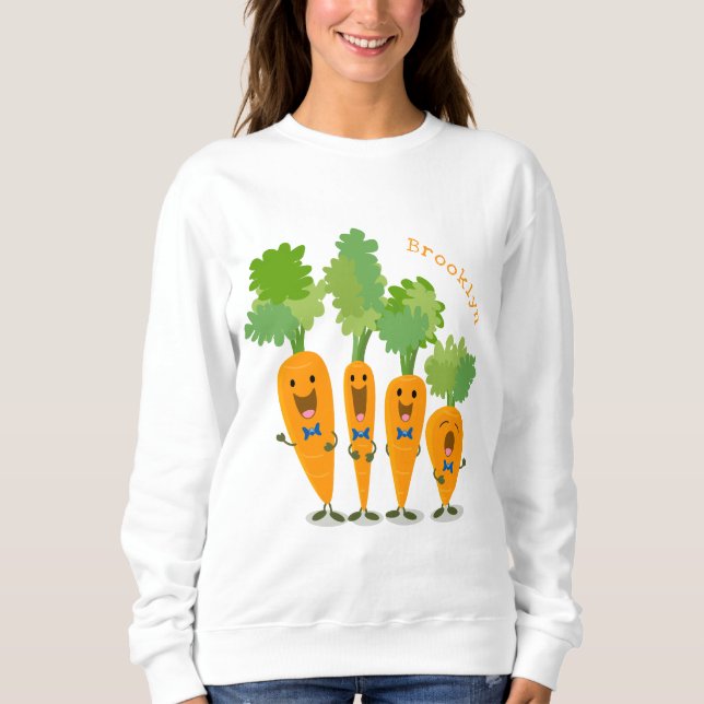 Cute singing carrot quartet cartoon illustration sweatshirt (Front)