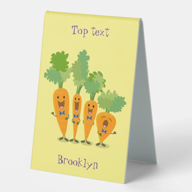 Cute singing carrot quartet cartoon illustration table tent (Front)