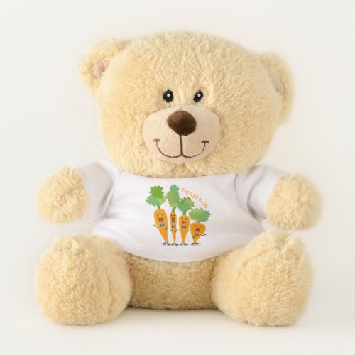 Cute singing carrot quartet cartoon illustration teddy bear