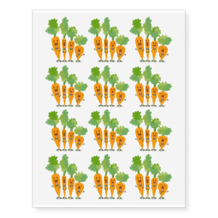 Cute singing carrot quartet cartoon illustration temporary tattoos