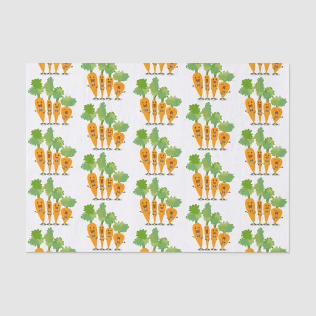 Cute singing carrot quartet cartoon illustration tissue paper (Front)