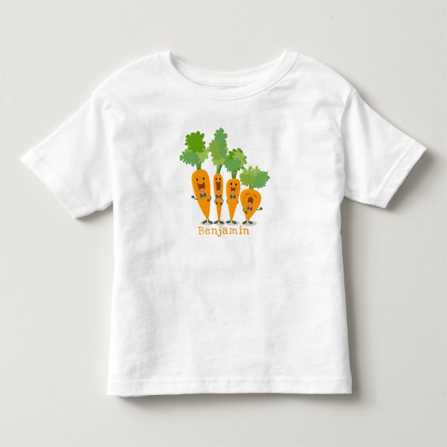 Cute singing carrot quartet cartoon illustration toddler t-shirt (Front)