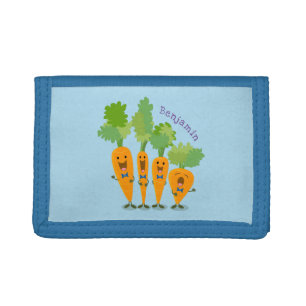 Cute singing carrot quartet cartoon illustration tri-fold wallet