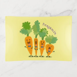 Cute singing carrot quartet cartoon illustration trinket tray
