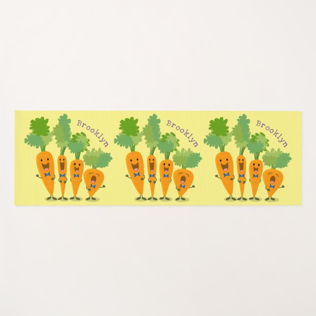 Cute singing carrot quartet cartoon illustration yoga mat (Front (Horizontal))