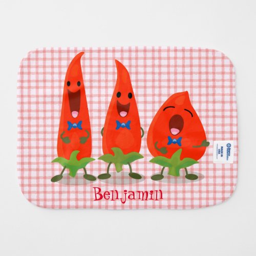 Cute singing chilli peppers cartoon illustration baby burp cloth