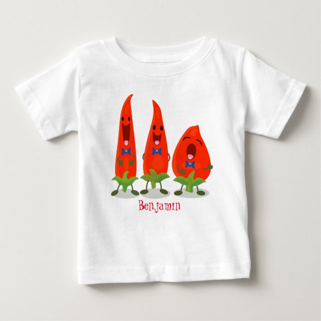 Cute singing chilli peppers cartoon illustration baby T-Shirt (Front)