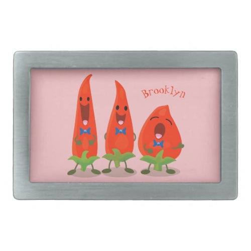 Cute singing chilli peppers cartoon illustration belt buckle