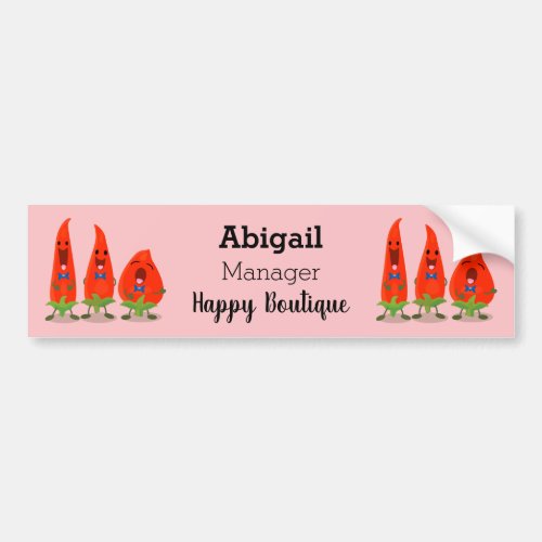 Cute singing chilli peppers cartoon illustration bumper sticker