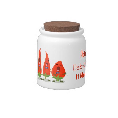 Cute singing chilli peppers cartoon illustration candy jar