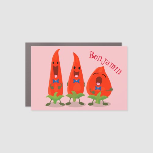Cute singing chilli peppers cartoon illustration car magnet
