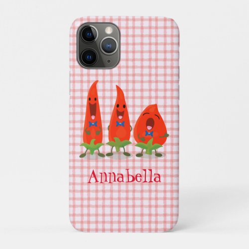 Cute singing chilli peppers cartoon illustration iPhone 11 pro case