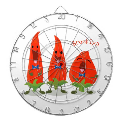 Cute singing chilli peppers cartoon illustration dart board