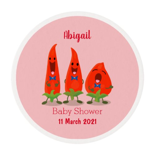 Cute singing chilli peppers cartoon illustration edible frosting rounds