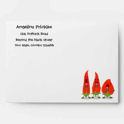 Cute singing chilli peppers cartoon illustration envelope