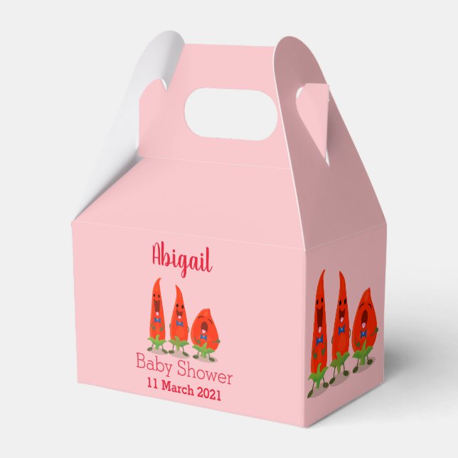 Cute singing chilli peppers cartoon illustration favor boxes (Front Side)
